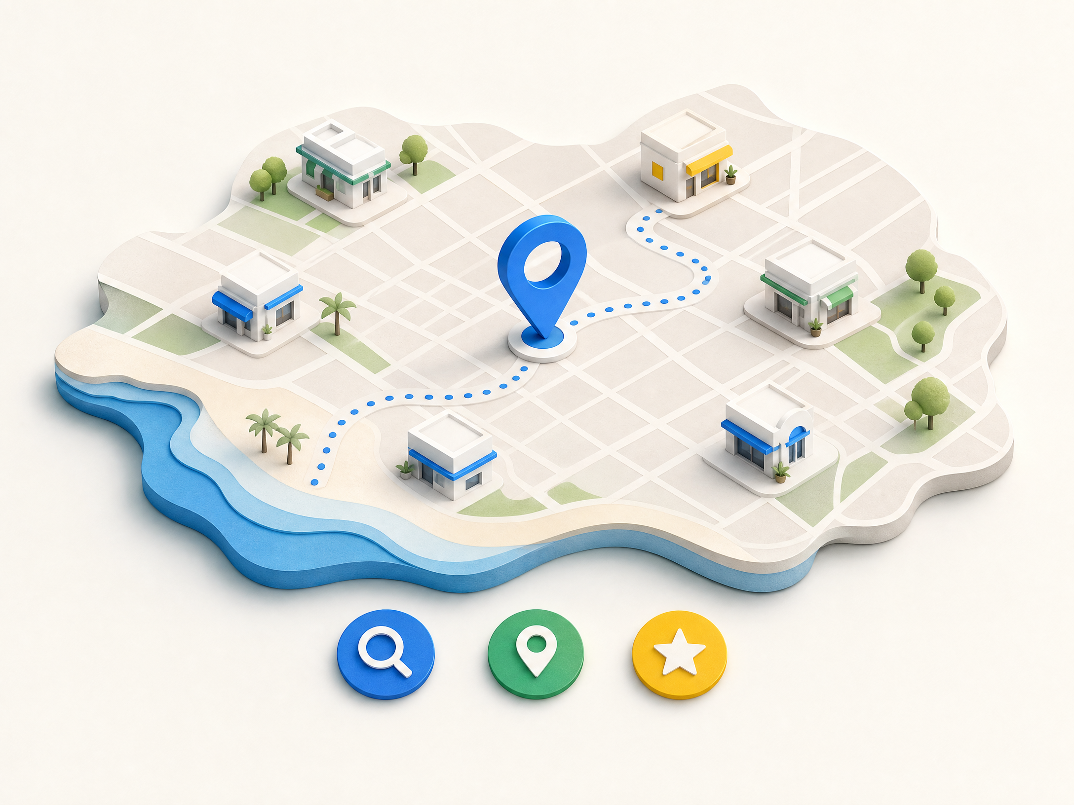 Ilustração abstrata de mapa de presença digital local